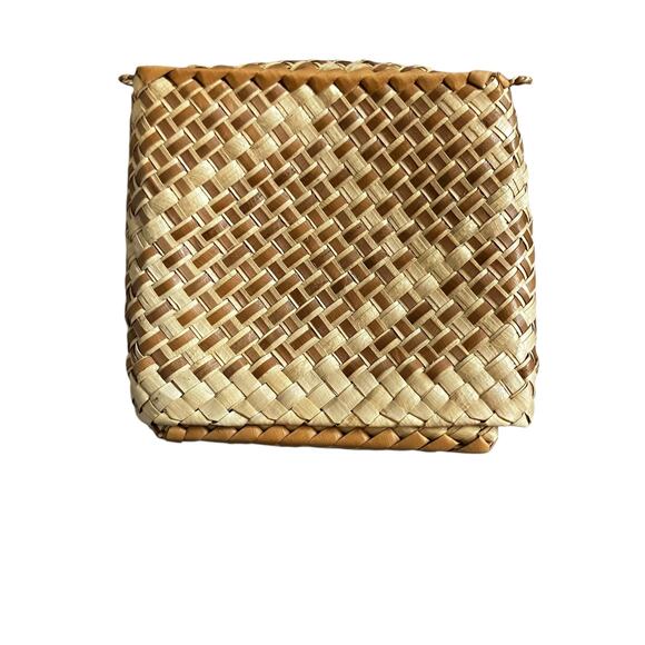 Vintage Handwoven Straw Bag Set Boho Beach Clutch Purse Natural Woven Tote - Picture 7 of 10